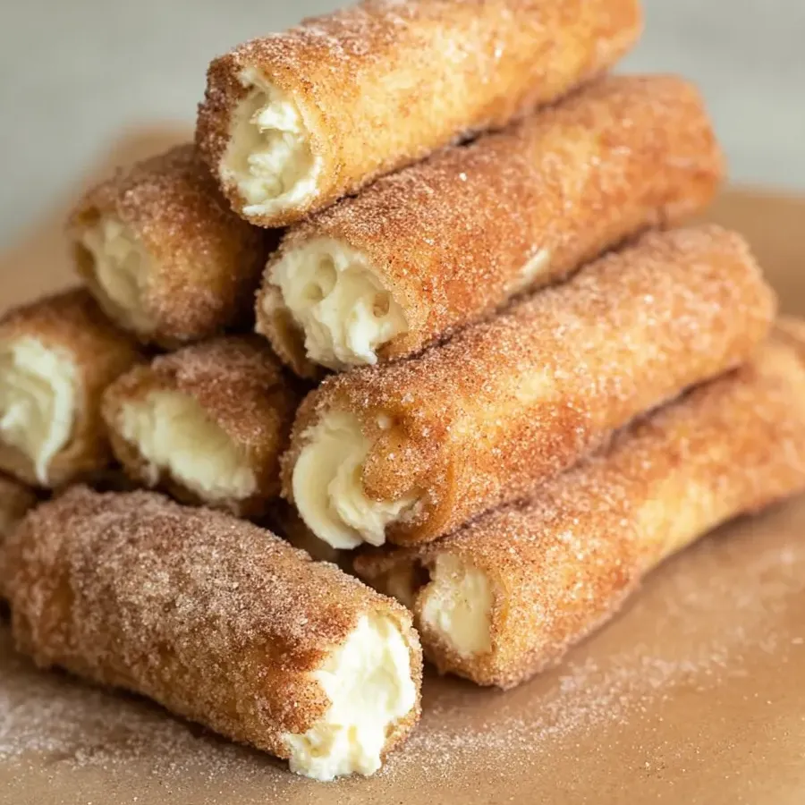 A bunch of doughnuts piled up with white icing on top.