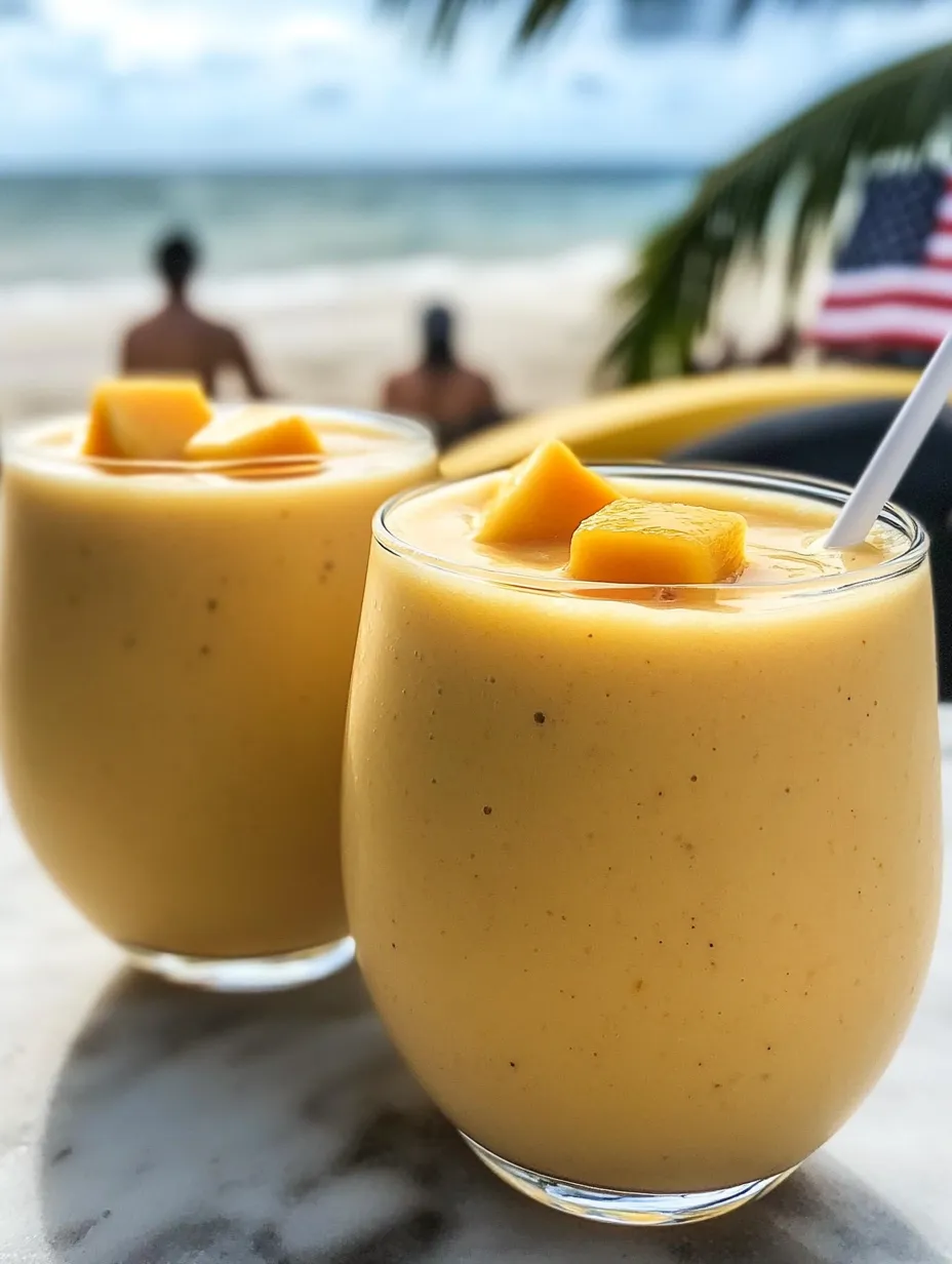 Two glasses full of orange juice, each with orange slices on top.
