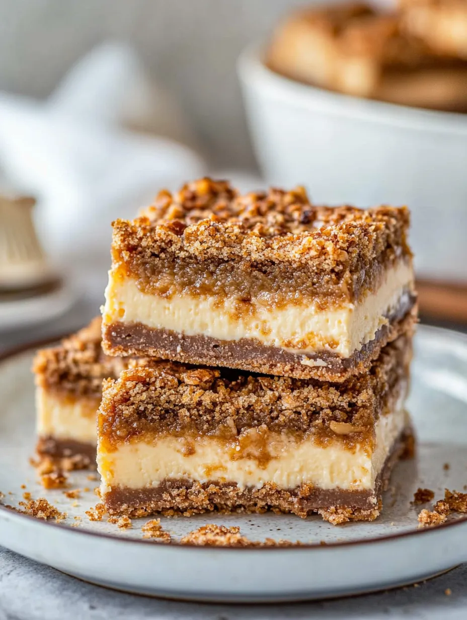 A stack of three dessert bars.