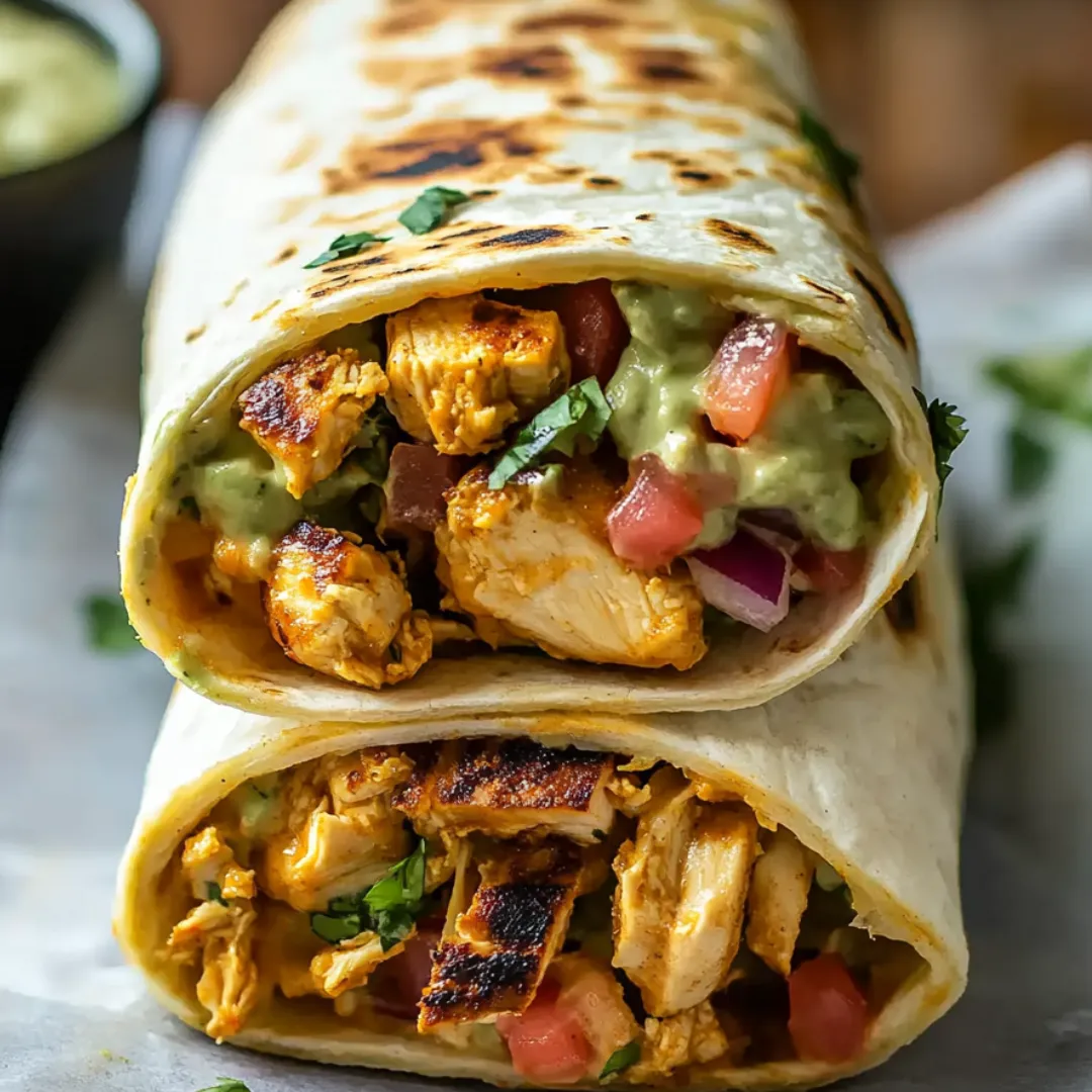 Chicken and pineapple tucked inside a burrito.