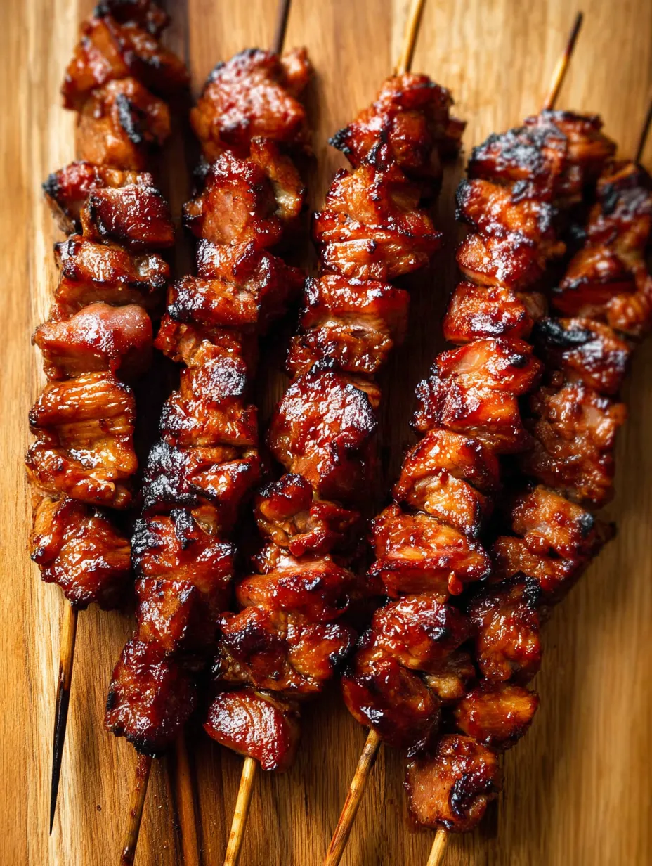 Piles of grilled meat on a chunky wooden board.