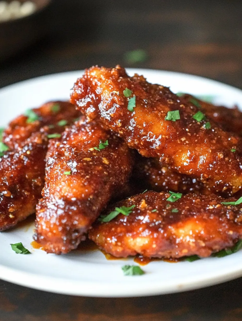 A plateful of saucy chicken pieces ready to eat.