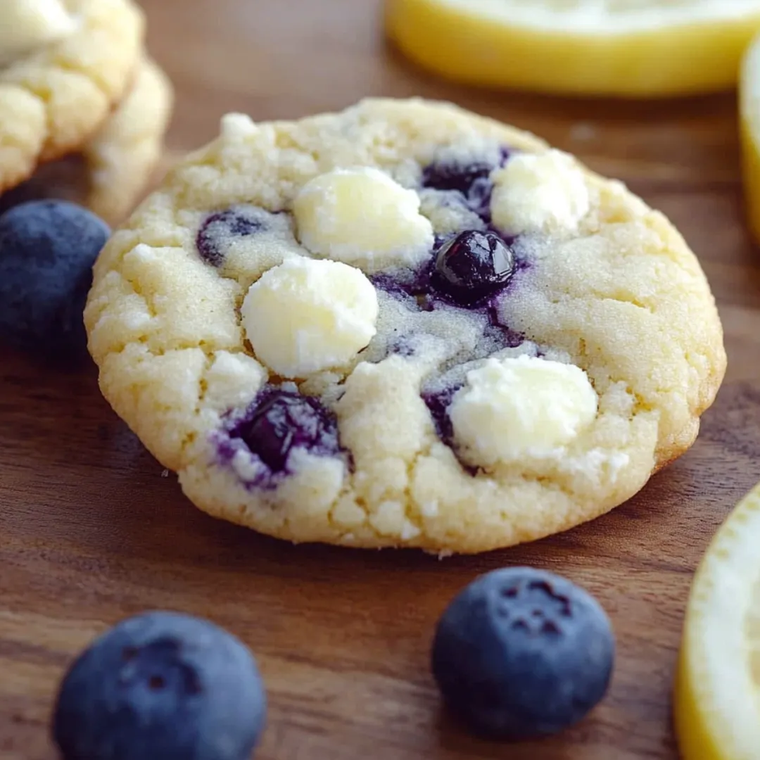 Close-up of a blueberry treat with creamy chocolate bits.