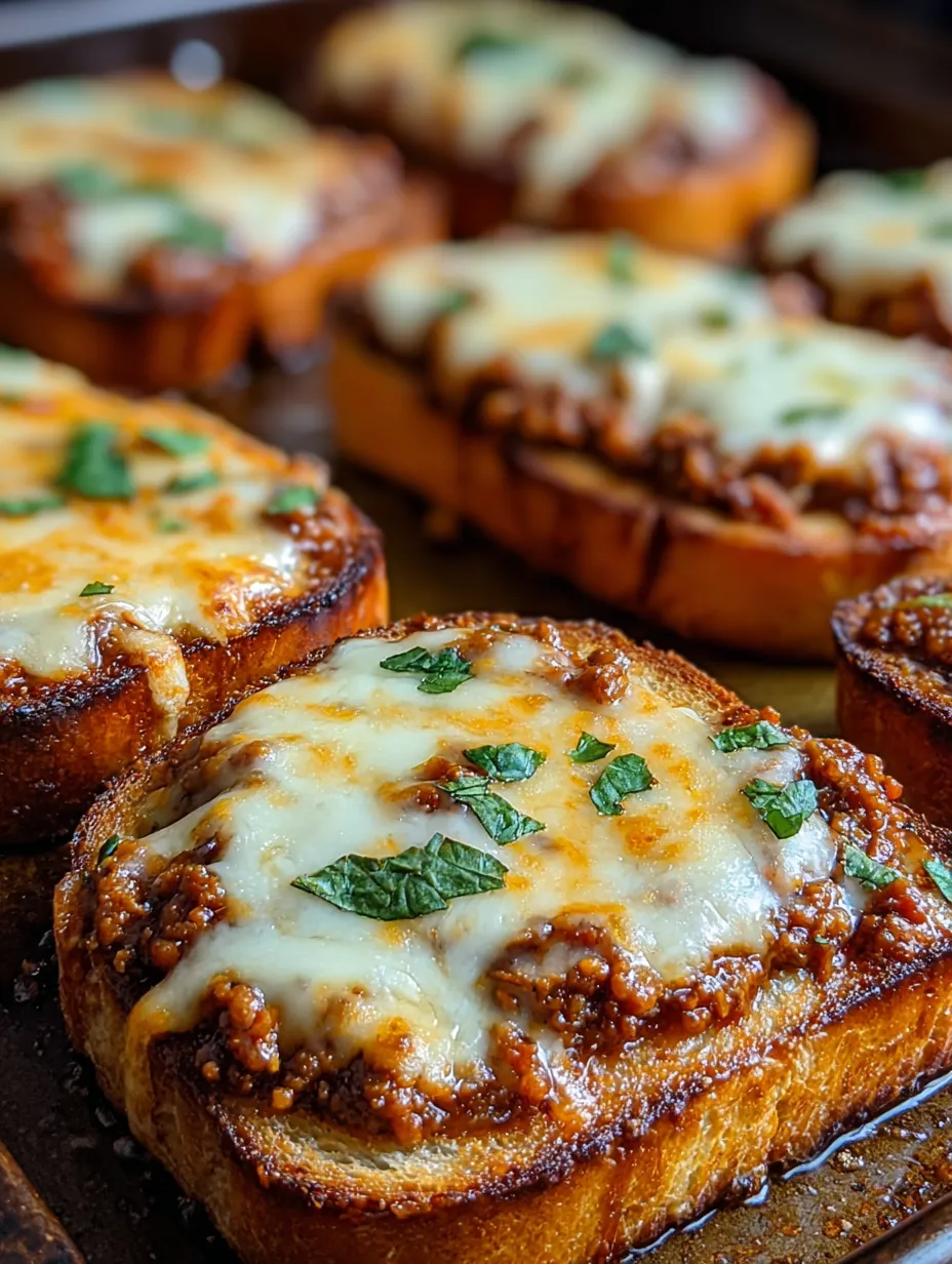 A plate loaded with cheese-topped meat on toast.