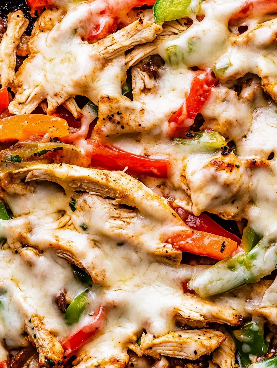 Pizza loaded with chicken plus peppers.