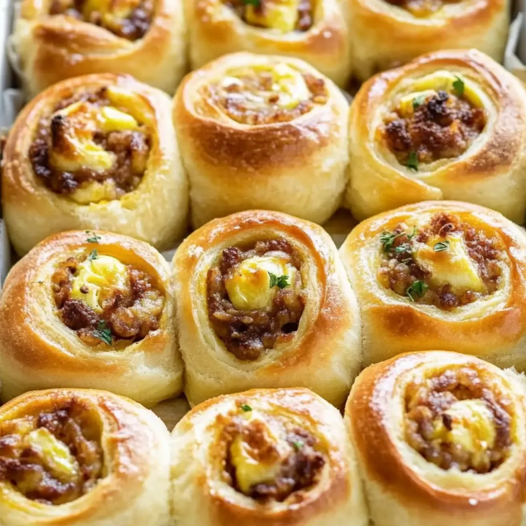 Tray loaded with golden rolls stuffed with cheesy, meaty fillings.