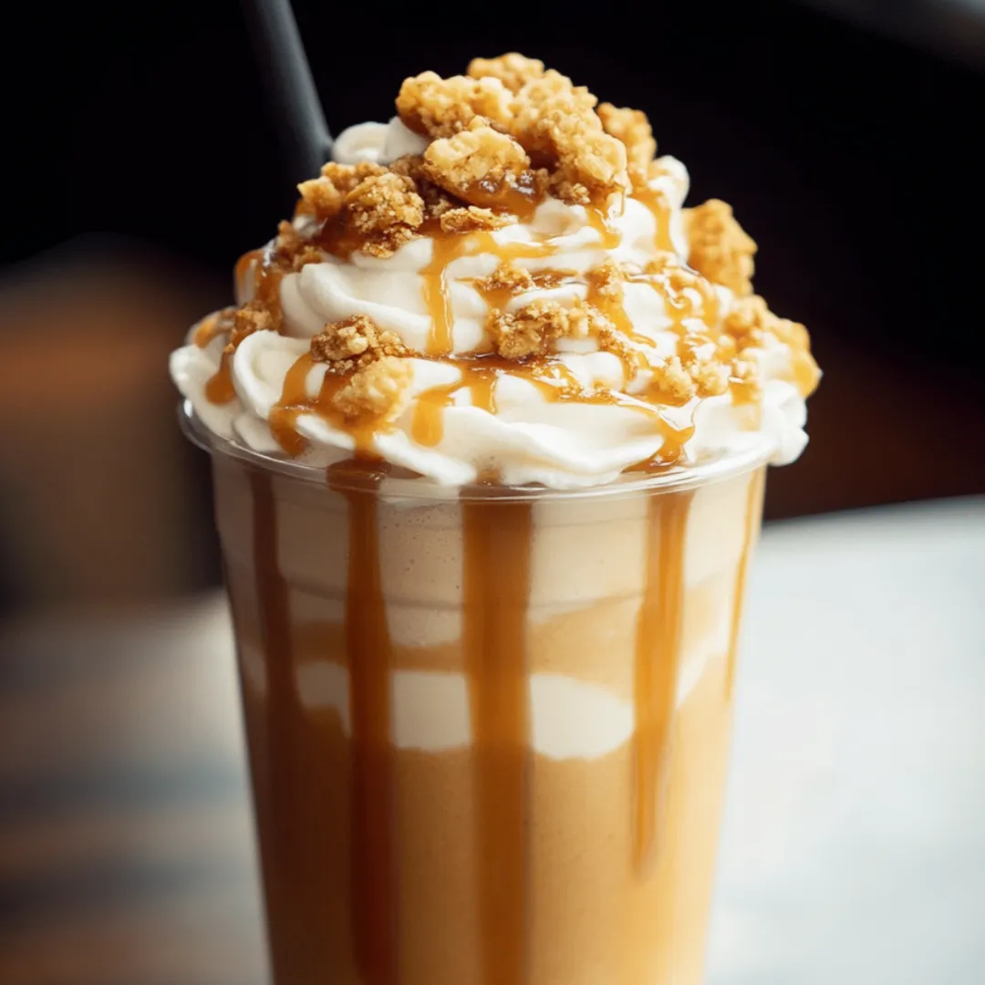 Glass of caramel goodness with fluffy whipped cream on top.
