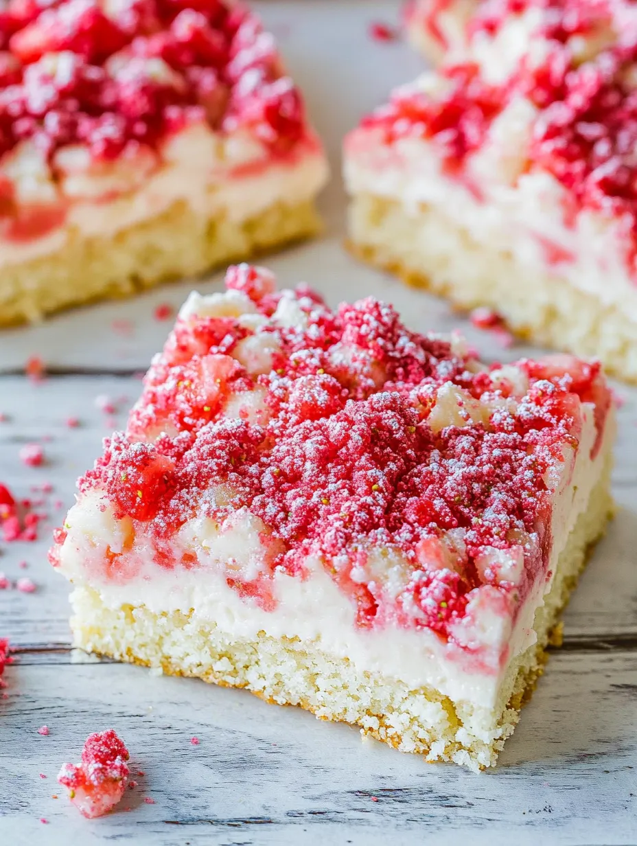 A slice of cake with white frosting and red berries.