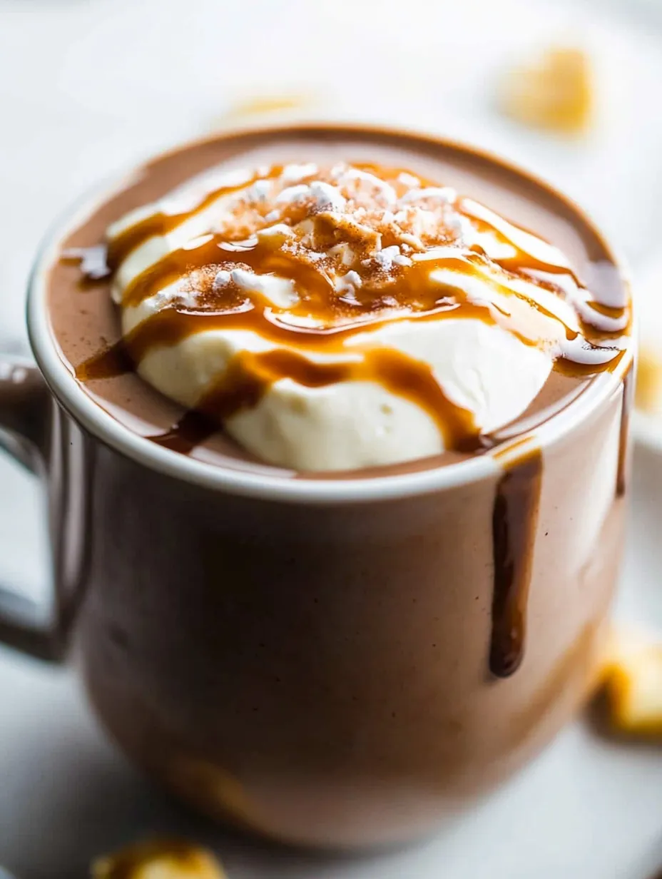 A cup of chocolate with whipped cream.