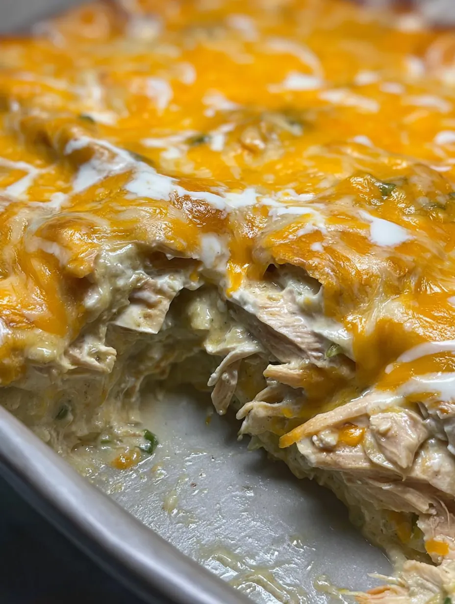A hearty, cheesy chicken bake slice.