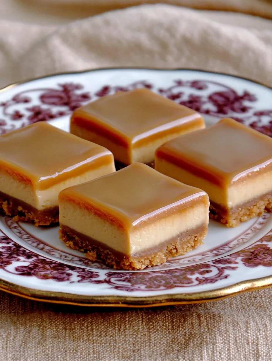 Dessert bars on a plate with shiny golden edges.