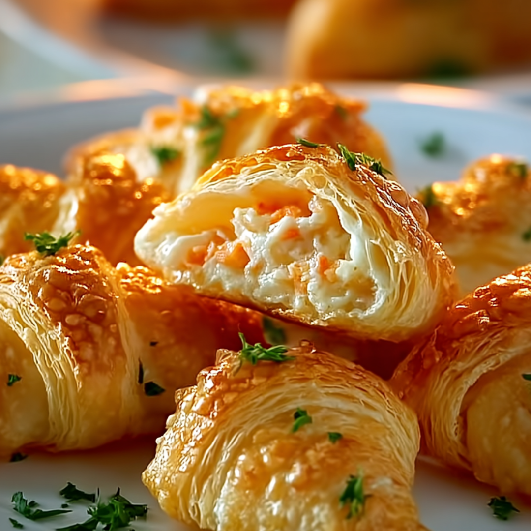Plate stacked with snacks featuring crab and carrots.