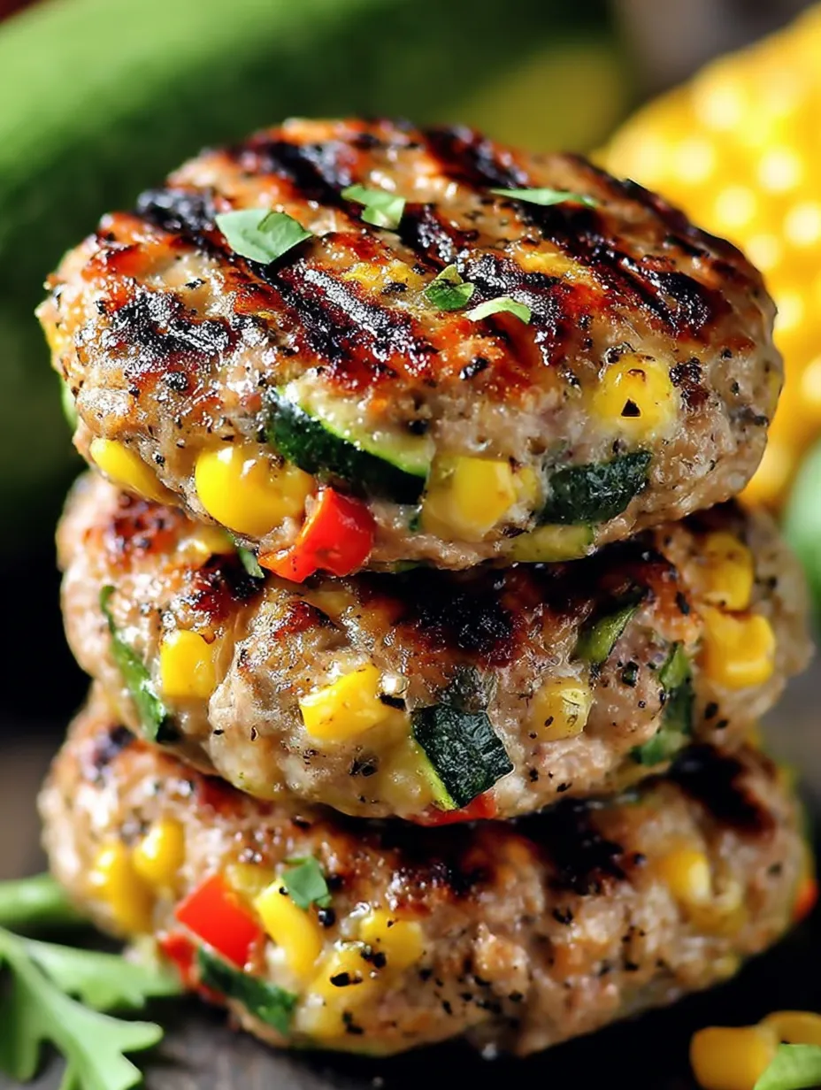 A tall stack of veggie-filled burgers.