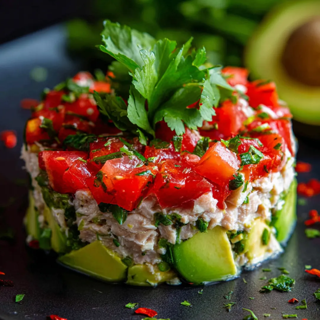 A plate showing sliced avocado, scattered tomatoes, and fresh cilantro.