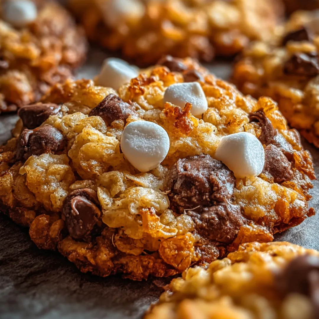 Big chewy cookie with gooey marshmallows on top.
