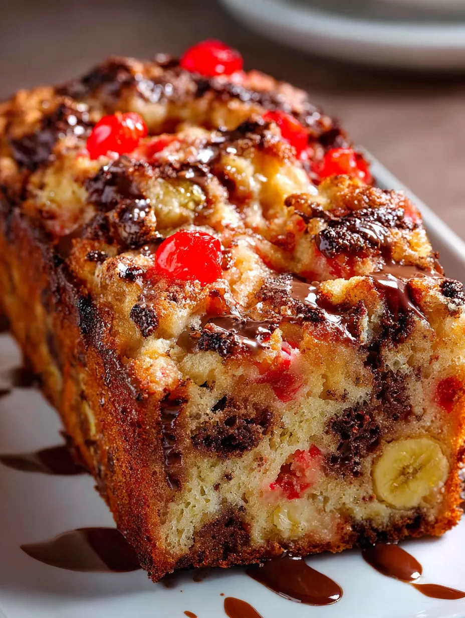 A slice packed with bananas and gooey chocolate chips.
