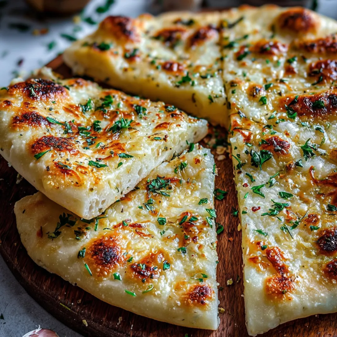 A cheesy, herby pizza slice sits on a wooden board, looking fresh and tasty.