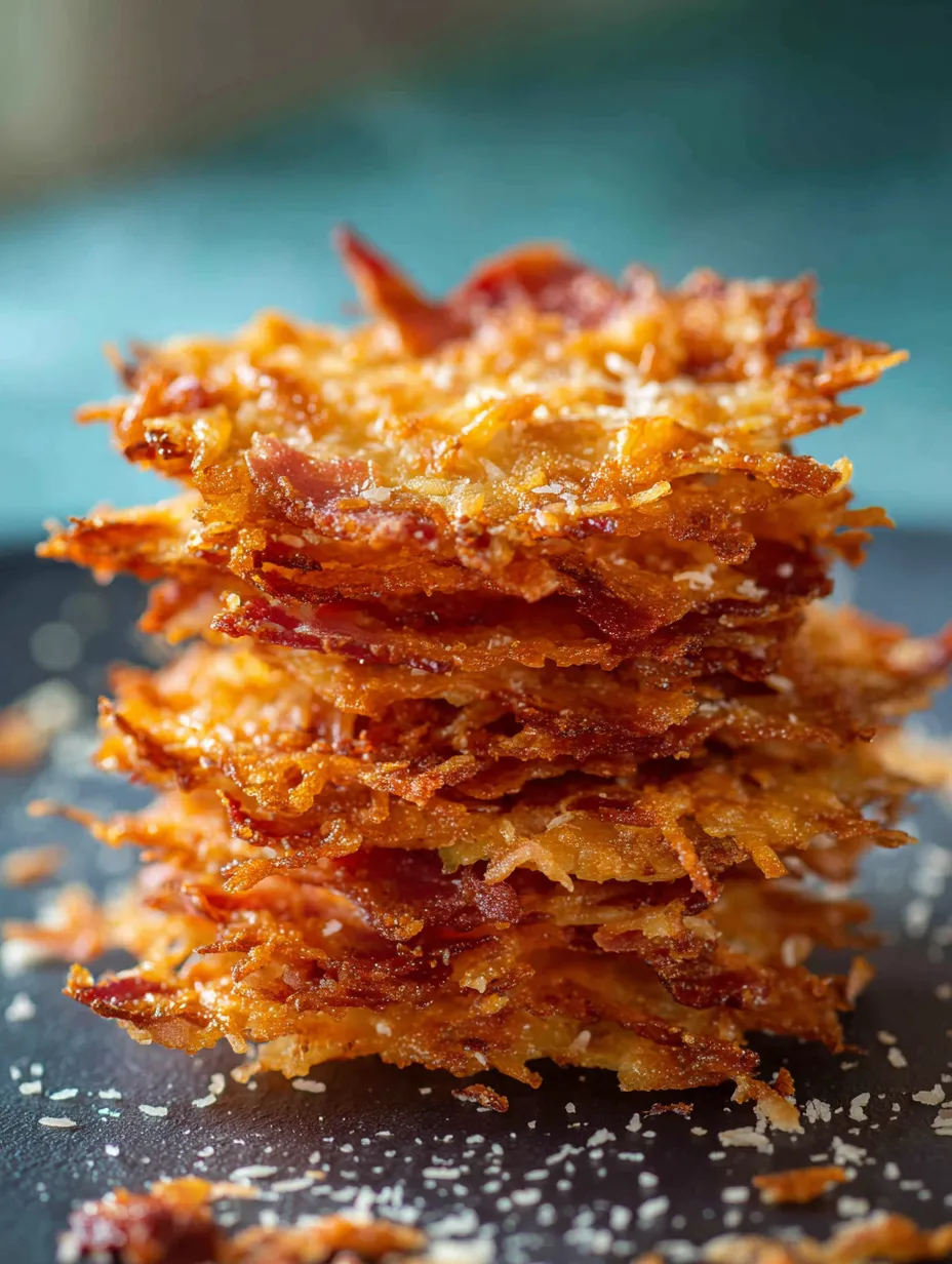 Bacon stacked up on a dish.