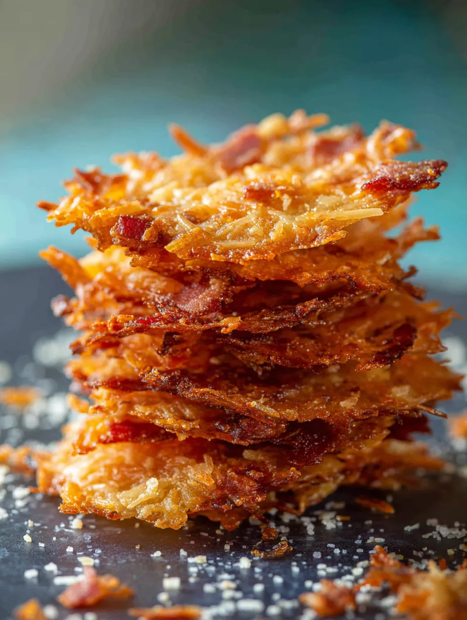 Plate covered with bacon bits.