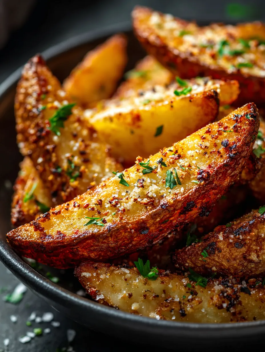 A bowl of potatoes with herbs and spices.