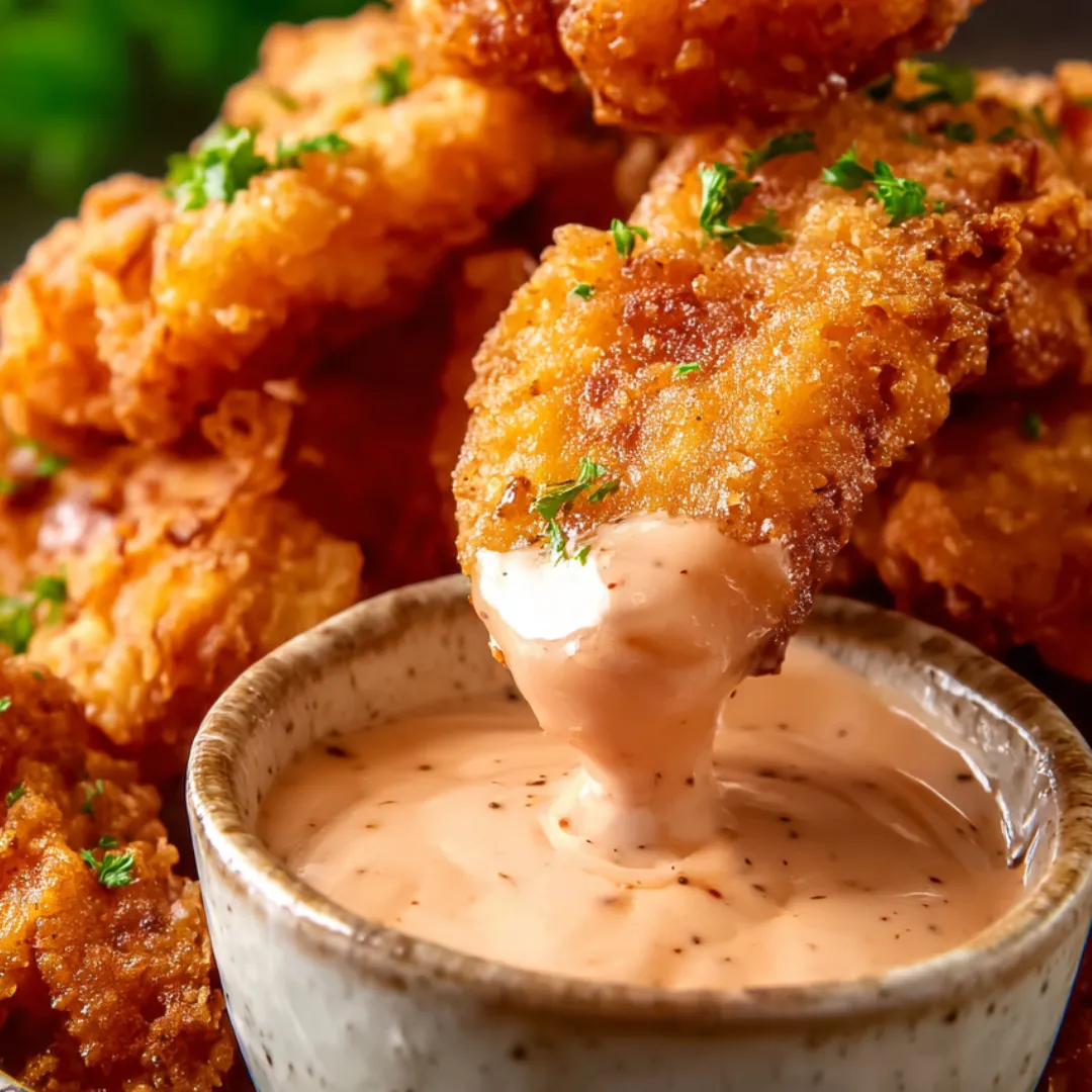 A bowl with creamy dipping sauce and a spoon inside.