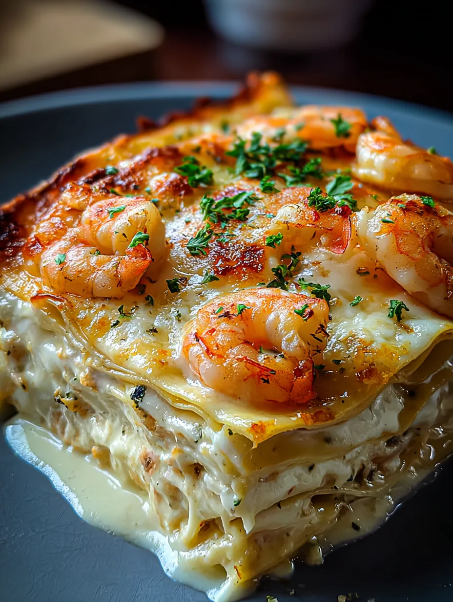 A plate of food with shrimp and cheese.