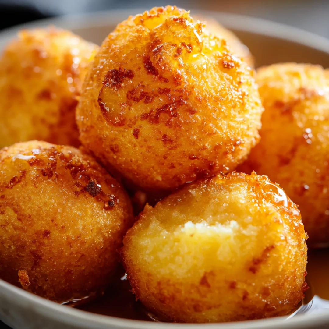 A bowl filled with crispy golden dough balls.