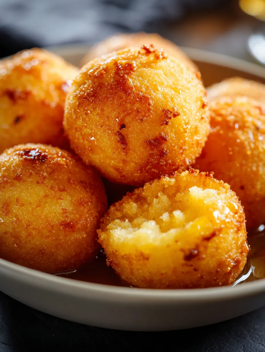 Golden bite size treats in a bowl.