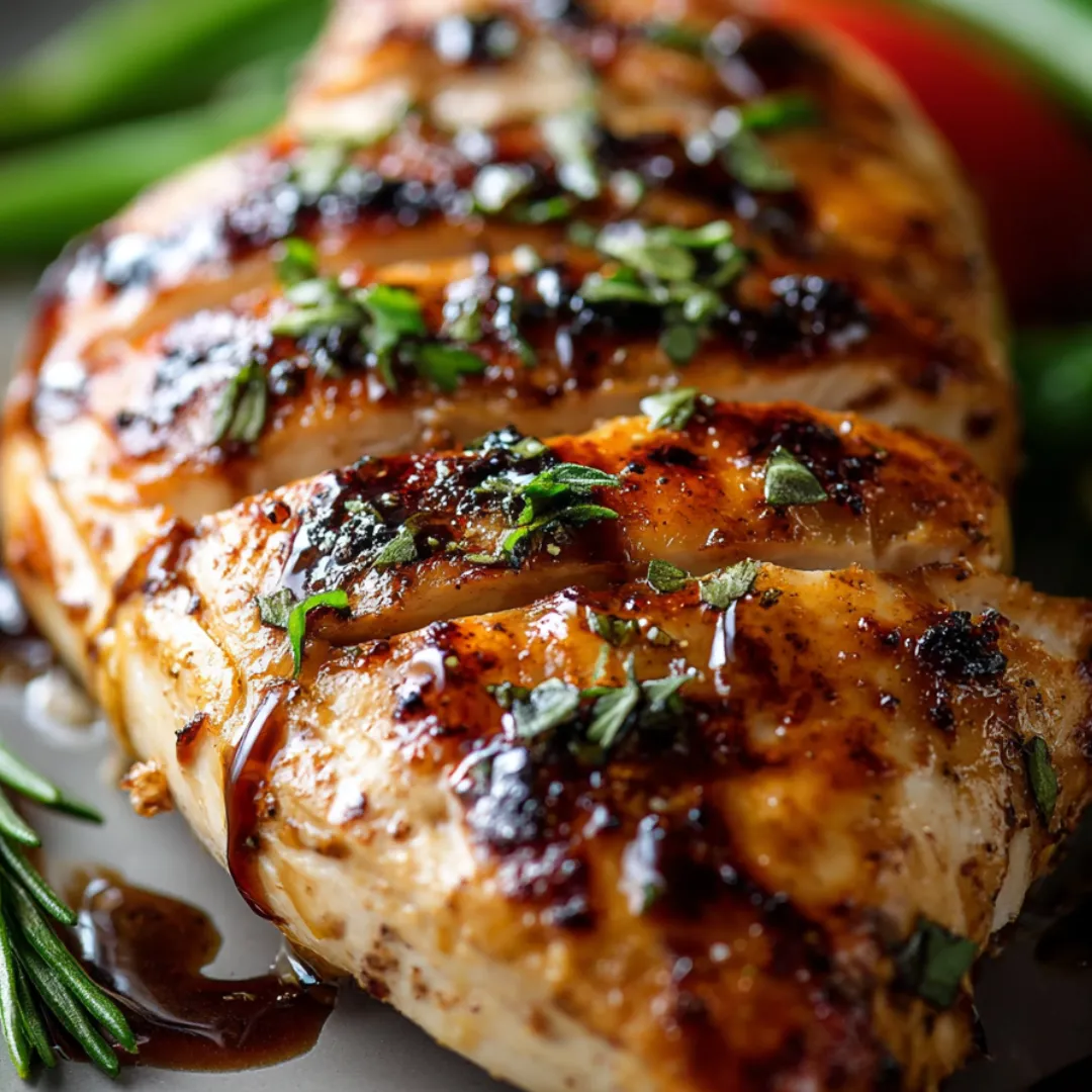 Chicken smothered in tangy sauce and herbs.