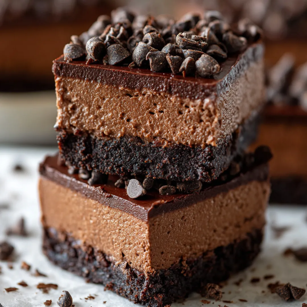 A chocolatey bar with chips on top, ready to snack on.