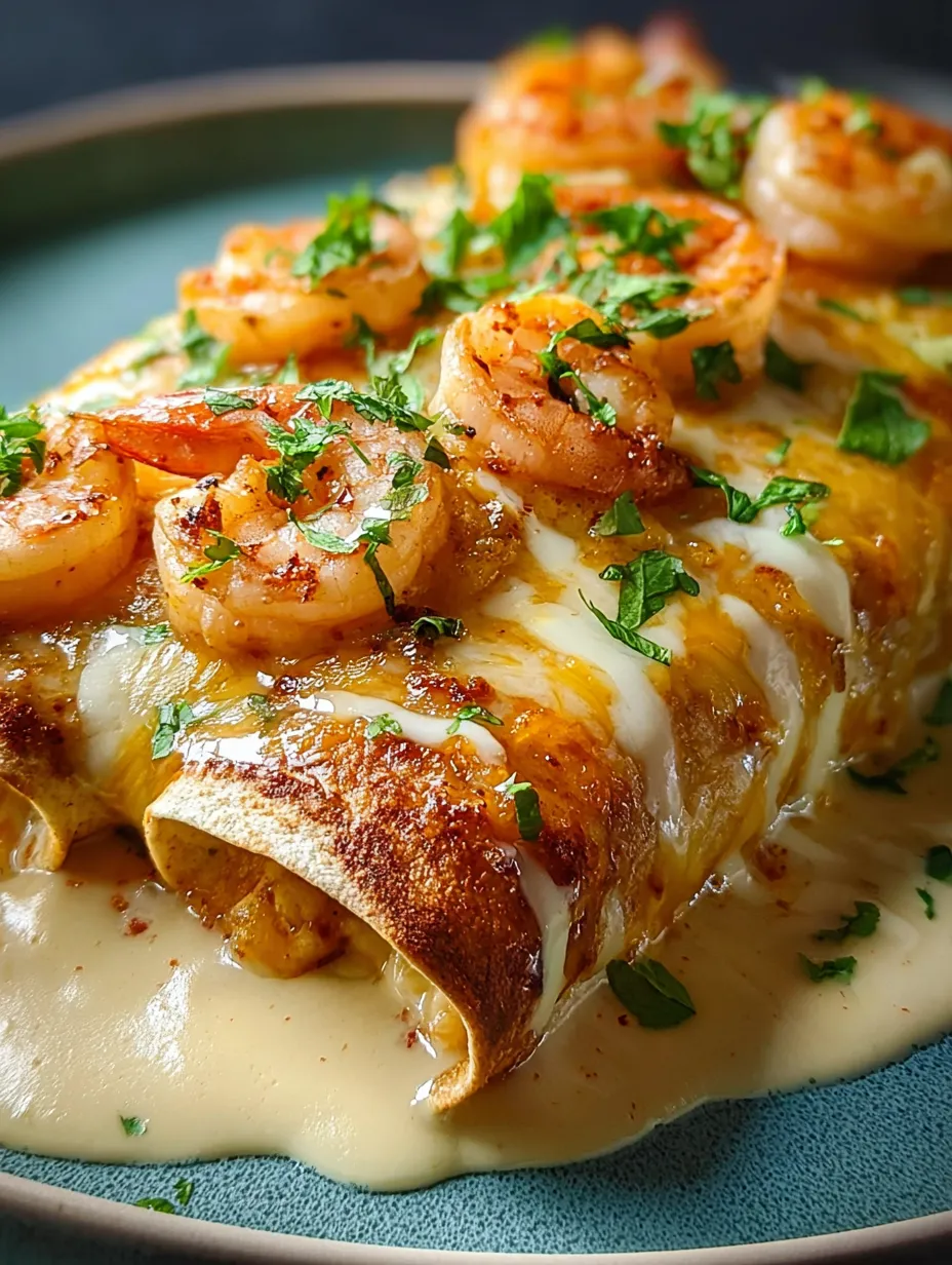 A plate of food with shrimp and cheese.
