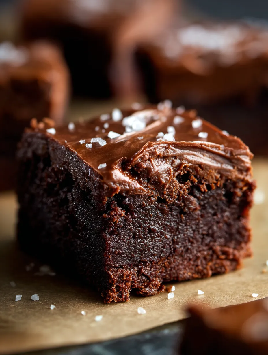 A chocolate brownie with white powder on top.
