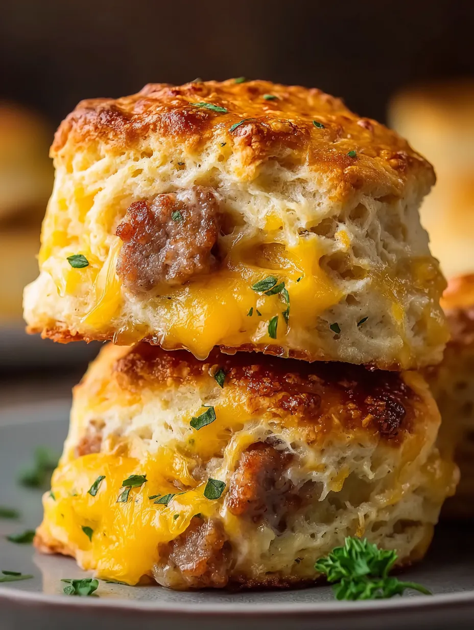 Three pieces of bread with cheese and sausage.