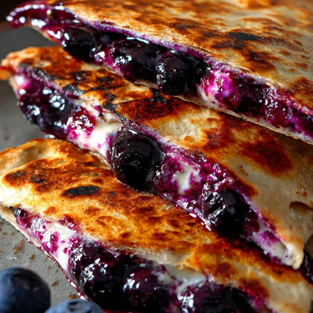 A stack of blueberry pancakes.
