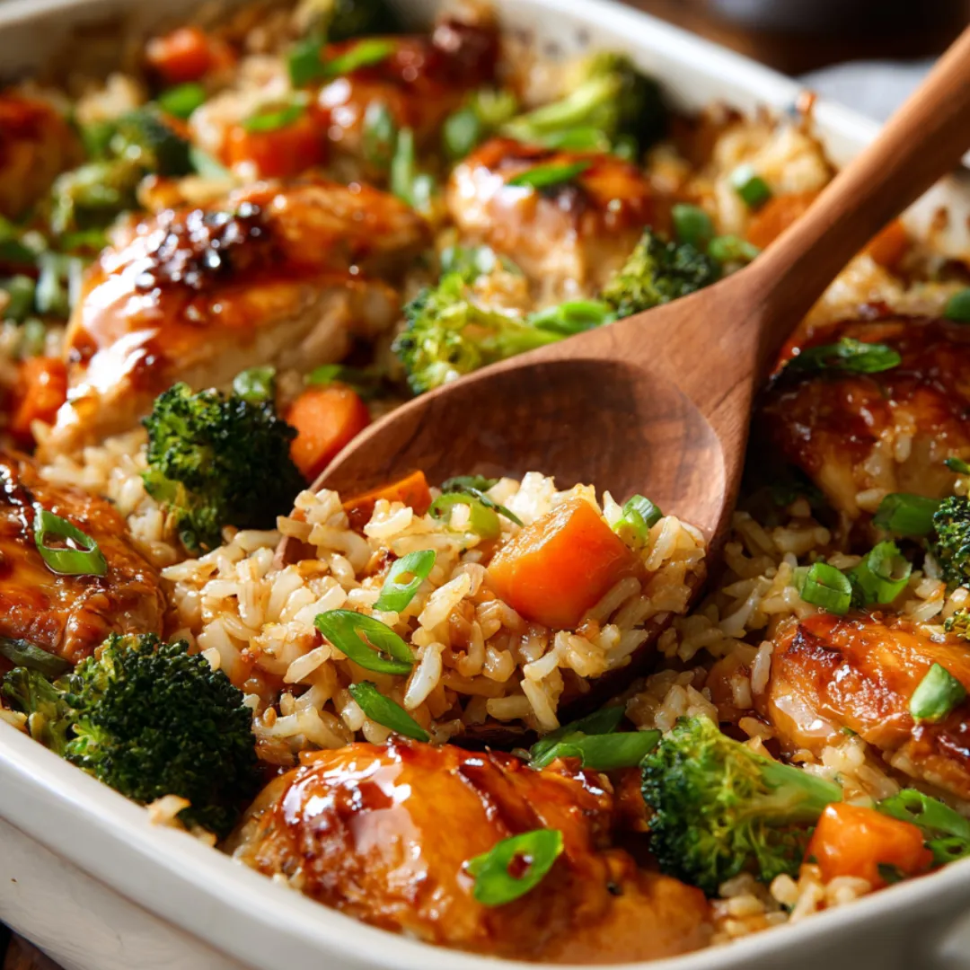 A big bowl of rice and chicken with a wooden spoon inside.