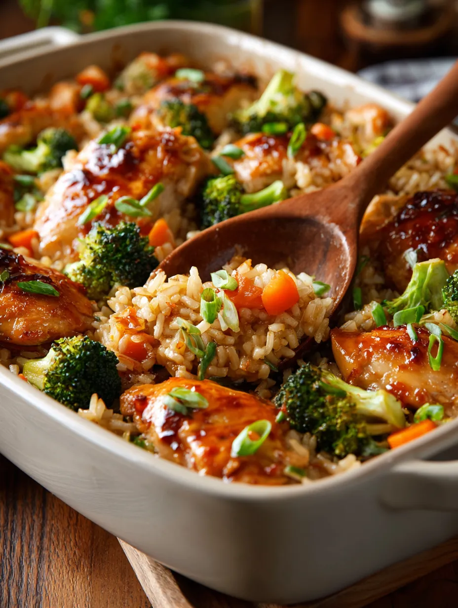 A bowl of chicken, rice, and broccoli together.