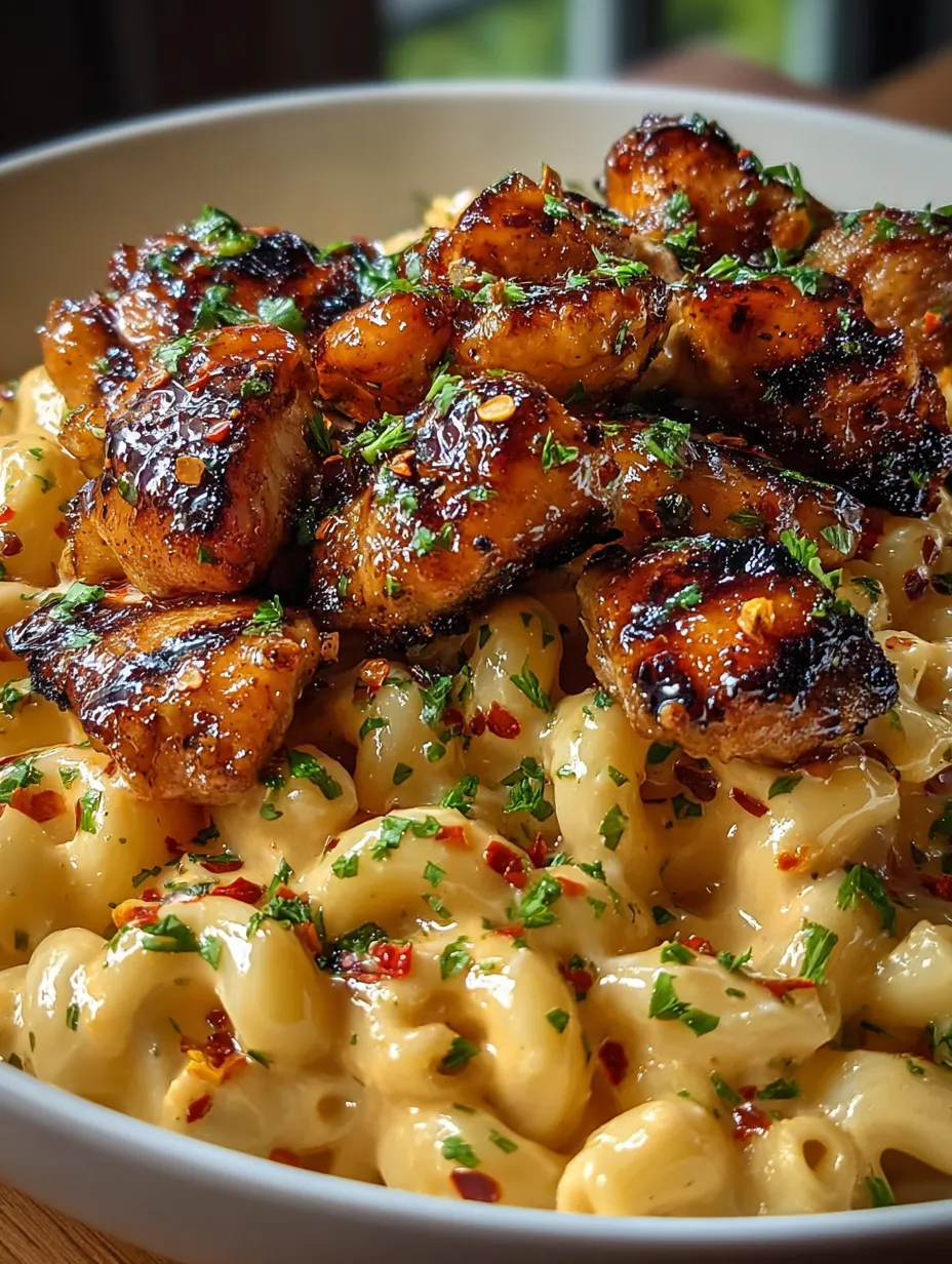 A plate of food with chicken and pasta.