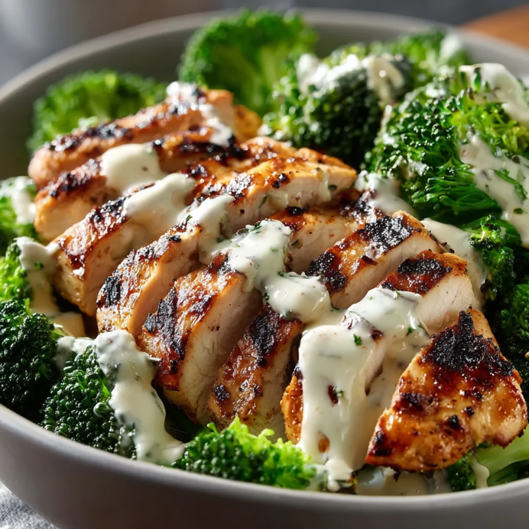 A tasty bowl of broccoli and chicken chunks.