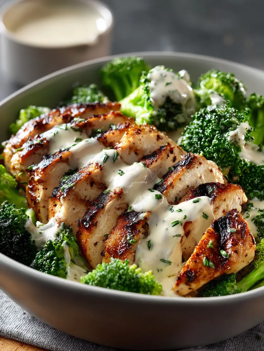 Chicken and broccoli plated up.