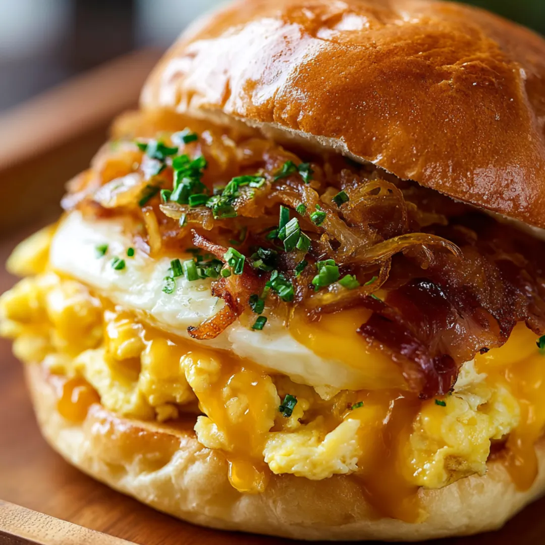 A sandwich with bacon and egg on top.