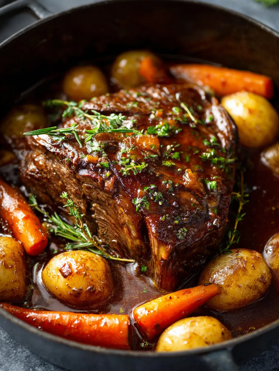 A pot of meat and vegetables.