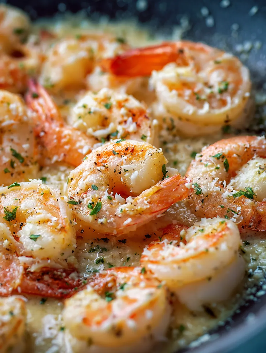 A dish loaded with cheesy shrimp.