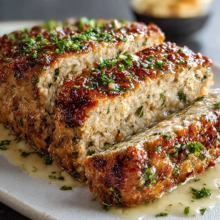 A piece of meat topped with fresh herbs.
