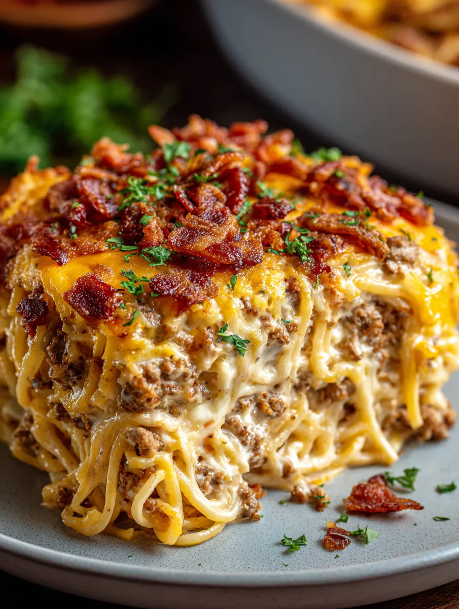 A plate of food loaded with bacon and melted cheese.