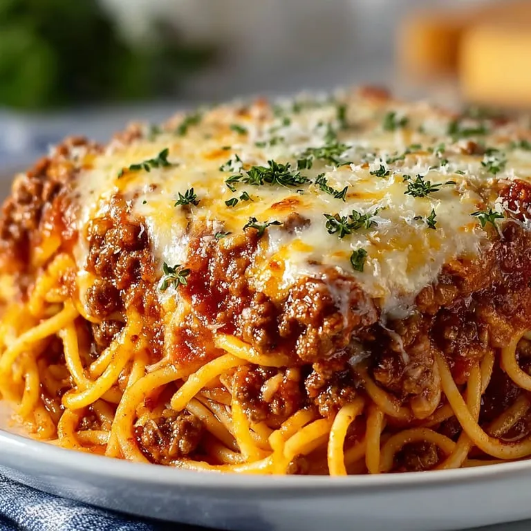 A plate of spaghetti with meat sauce.