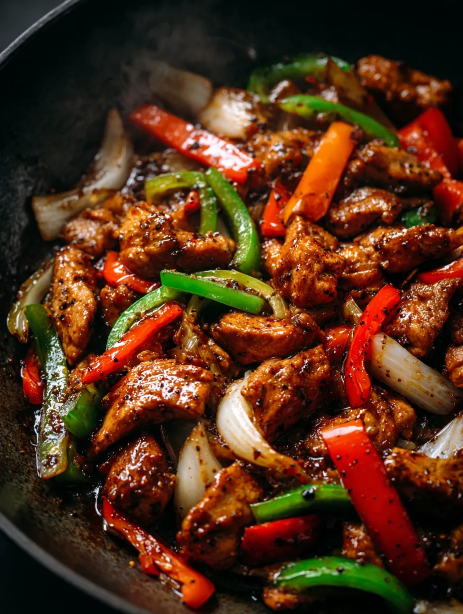 A stir fry of meat and vegetables.