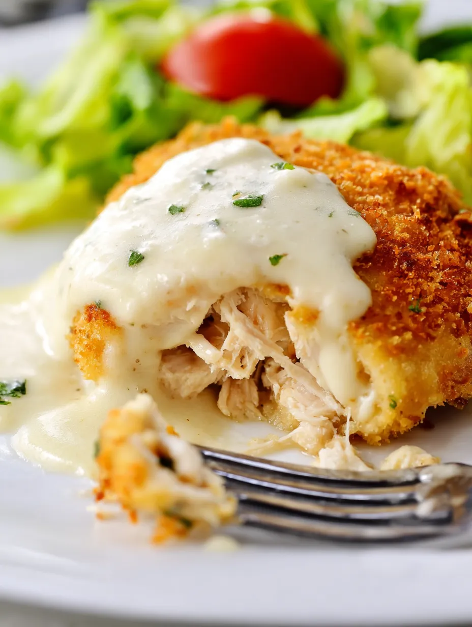 A piece of chicken with cheese on top.
