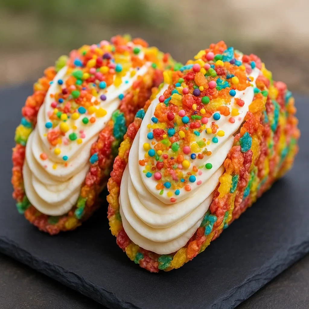 Two bright cake pops on a dark plate.