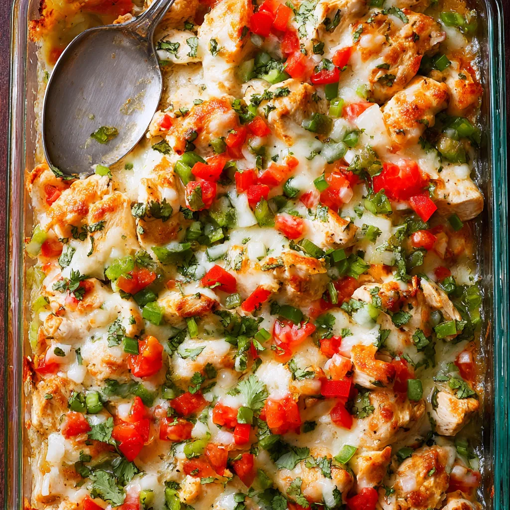 A dish of chicken and vegetables.
