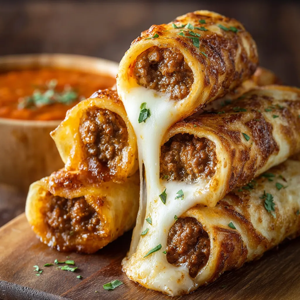 A pile of burritos stuffed with cheese.